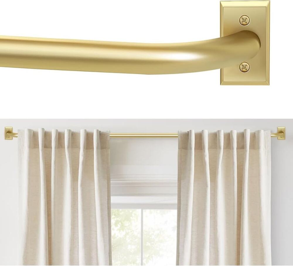 ZYRW Gold Curtain Rods, Room Darkening Rod For Windows 48 To 90 Inches-Gold